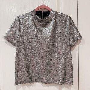Silver Sequin Top